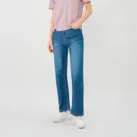 在飛比找momo購物網優惠-【GIORDANO 佐丹奴】女裝鬆緊腰直筒牛仔褲(77 深藍