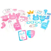 Gender Reveal Baby Shower Photo Booth Props Boy Girl Party Games Decorations