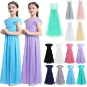 Girls Kids Chiffon Bridesmaid Wedding Long Gown Communion Party Flower Dresses