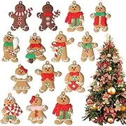 14pcs Christmas Ornaments Gingerbread Ornaments Christmas 3 Inch Tall Gingerbread Man Tree Ornaments Set Plastic Christmas Decorations Hanging Tree Hanging Decorations DIY Decor