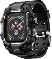 [ULTIMAL] Rugged Case with Band for Apple Watch 44mm 45mm,for Apple Watch Series SE/SE 2nd Generation/6/5/4,Series 9/8/7 45mm Band Men,Military Grade Shockproof Bumper Cover for iWatch Tactical Band