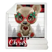 Cute Christmas Bear Beary Christmas Throw Blanket