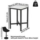 42 Inch High Square Marble Top Pub Table with Metal Frame Breakfast Bar Table