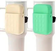 2Pcs Water Bottle Pouch Silicone Tumbler Pouch Zipper Water Bottle Sleeve Bag with Pocket Reusable Gym Water Bottle Pouch Cup Accessories for Keys Money Cards Earphone