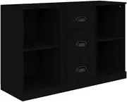 Buffet Cabinet with Storage, Kitchen Sideboard Storage Cabinet with 3 Drawers and 4 Shelves, Mid Century Modern Side Cabinet for Dining Living Room, Black 104.5x35.5x67.5 cm