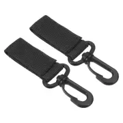 Belt Keeper Key Ring, 2Pcs Nylon Webbing Strap Key Chain Rotate Hook, Black