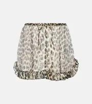 [Ganni] Ganni Leopard-print chiffon shorts AU 12 brown