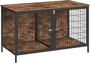 MAHANCRIS Dog Crate Furniture for 2 Dogs, 43.3" Dog Kennel with Removable Divider, Heavy Sturdy Dog Furniture Style Double Cage for Small Medium Dog, Indoor Pet House End Table, Rustic Brown DCHR1201
