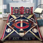 v1957 Bed Sheets Minnesota Twins B3003 Quilt Duvet Cover Set Comforter Cover Double Doona Cover3-Piece Bedding Set (1 Duvet Cover + 2 Pillow Shams) Be