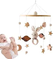 Baby Crib Mobile, Moon Stars Baby Mobile, Wooden Nursery Mobile, Wind Chime Baby Crib Toys, Nursery Mobile for Boys & Girls, Crib Mobile with Wind Chimes, Bassinet Mobile with Pendant,