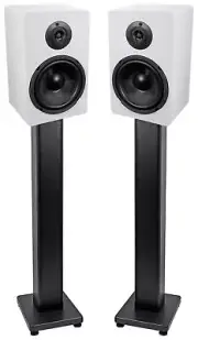 Pair Rockville RockShelf 64W White 6.5" Home Bookshelf Speakers + 28" Stands