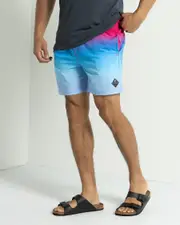 [Skylark] Skylark Men's Disperse Elastic Waist Shorts in Pink/Blue Size Small S Pink/Blue
