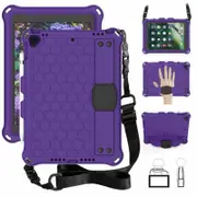 Catzon Hive iPad Case For iPad Pro/Air 10.5/iPad 10.2 Durable Stand Cover With Shoulder Strap-PurpleBlack