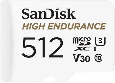 SanDisk High Endurance 512GB Micro SD Card SDXC Dash Cam Security 4K V30 100Mb/s