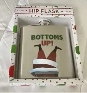 Hip Flask - Santa Christmas "Bottoms Up" New Never Used