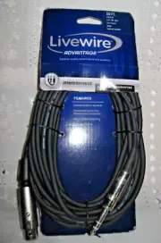 Livewire Advantage 20 Foot 1/4" TRS Male to 1/4" TRS Male Balanced Interconnect