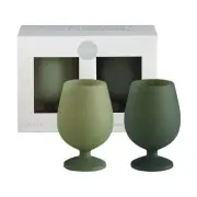 Set of 2 Silicone Unbreakable Wine Glasses - Sage+Olive - Stemm