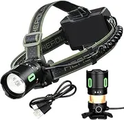 Flashlight Headlamp,Headlamp for Adults - Dustproof Waterproof Safety Warning Design High-Brightness Torch for Backpacking Hiking Walking Fishing