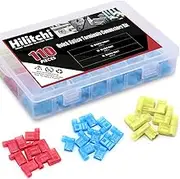 Hilitchi 110pcs 22-18 18-14 12-10 Gauge Nylon Flag Spade Female Insulated Quick Disconnects Electrical Crimp Terminals Connector Assortment Set
