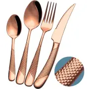 16-Piece ​Modern Copper Hammered Silverware Set with Ultra Sharp 2-IN-1 Se