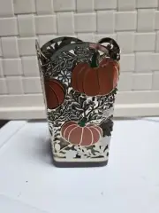Bath & Body Works Gold Pumpkin Hand Soap Holder With Wooden Base