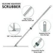 Floor Squeegee with Adjustable Long Handle 180° Rotatable Silicone njBCD**