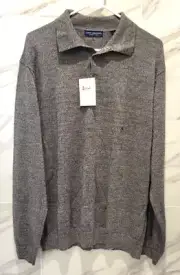 John Ashford Baruffa Merino Wool Pullover Heather Gray Italian Yarn Mens XL