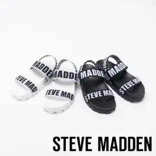 【STEVE MADDEN】SWAGGY-SM 彈性寬帶休閒平底涼鞋(黑色)