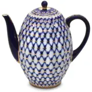22K Gold Cobalt Net Coffee Pot Russian Lomonosov porcelain BRAND NEW (1166)