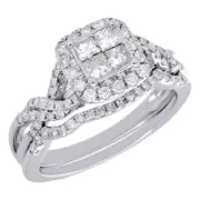 14K White Gold Diamond Double Infinity Bridal Set Engagement Ring Wedding 1 Ct.
