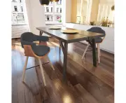 Elegant Dark Grey Bent Wood Fabric Dining Chairs Set Comfort Padded Seat Pair