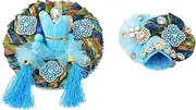 [Aditri Creation] Laddu Gopal Dress Cloth Bhagwan Poshak of God Krishna Kanhaiya Dev Vastra with Mukut for Metal Idol Statue for Indian Traditional Janmashtami Festival(Size:- 0-1 No.Dia- 4")Color-Blue with Multicolour