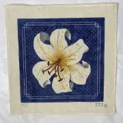 MM Designs Hand Painted Needlepoint Canvas White Lily Flower ~12x12 on 14 Mesh