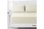 Hotel Living 250TC Polyester Cotton Fitted Sheet Set Cream Double