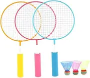 VICASKY 1Set Colored Badminton Racket for Beginner Training Set with Yellow Rackets and Random Color Shuttlecocks Outdoor Sports Leisure for Boys
