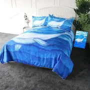 v5381 Bed Sheets Whale Blue Art Style Duvet Cover Set Kids Bedding Pillowcase Bedroom Decor Bed Sheets IU5381
