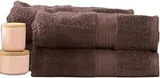 4pc Renee Taylor Stella Bath Sheet/Towel 160cm Soft Bamboo Cotton 650 GSM Cocoa