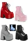 Pleaser Demonia 5" Chunky Heel, 3" Platform Lace-Up Ankle Boot, Metal Back Zip