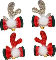 DRESSOOS 4pcs Antler Hair Clip Ribbon Hair Accessories Clips Cartoon Barrette Party Headwear Xmas Barrette Party Headdress Xmas Supplies Headdress for Christmas Alloy Colorful