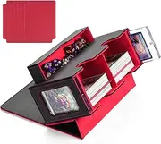 CardNovux MTG Deck Box with 2 Commander Displays & Dice Tray, Fits 320+ Single Sleeved Cards, Trading Card Storage with 4 Dividers & 35pt Card Brick for Magic, TCG, and Collectible Cards (Red)