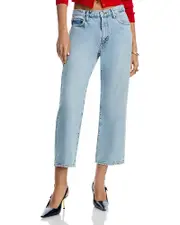 Frame The Hang High Rise Ankle Straight Jeans in Johanna