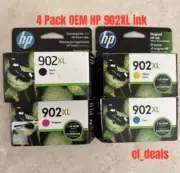 4 Pack Set OEM HP 902XL Ink Black Color Magenta Yellow Cyan Box 902 XL 2022-2023
