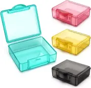 Small Pill Box 4 Pcs,Cute Travel Pill Organizer Case Mini Tiny Clear Plastic Sto