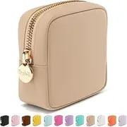 [Embla] Cosmetic Bag - Makeup Bag Travel Pouch, Toiletry Bags Cute Makeup Organizer, Nylon Zipper Pouches, Pink Black Coin Purse, Storage Bag Cosmetics Organizer, Make up bags Mini, Small, Large, Womens, Sand, Mini, Nylon Cosmetic Bag