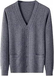 [Zadaos] Men's 100% Cashmere Cardigan V-Neck Open Button Sweater Coat Plus Size
