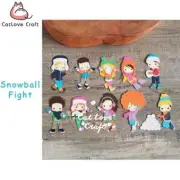 Winter Snowball Fight Boy Girl Metal Cutting Dies Scrapbooking Card Craft