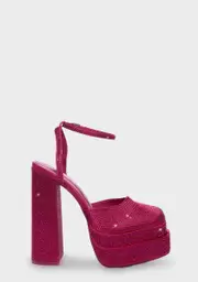 [Public Desire] Wide Fit Pink Sparkly Moonchild Platform Heels