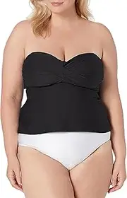 [Catalina] Women's Plus-Size Twist Front Bandeau Tankini Swimsuit