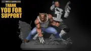 Punisher and Wolverine Resin Sculpture Statue Model Kit Unpainted/Unassembled