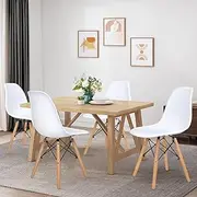 ALFORDSON Dining Chairs Set of 4 with Solid Wood Legs & Floor Protectors, 4X Kitchen Chairs Reading Seating for Home Cafe Bar Coffee Table, 150kg Capacity, EM Series, White